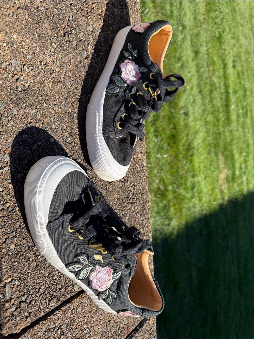 Keds Champion Appliqué Pink Rose Embroidered Canvas Sneakers Anthropologie